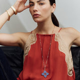 Roberto Coin Venetian Princess necklace with diamond flower pendant in rose gold and titanium