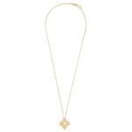 Roberto Coin Venetian Princess diamond necklace in yellow gold with matte flower pendant