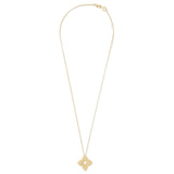 Roberto Coin Venetian Princess diamond necklace in yellow gold with matte flower pendant