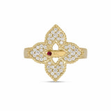 Roberto Coin Venetian Princess diamond ring in yellow gold with open flower design