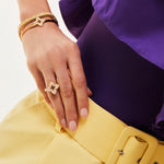 Roberto Coin Venetian Princess diamond ring in yellow gold with open flower design