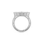 Roberto Coin Venetian Princess ring in 18ct white gold with matte finish, featuring an open flower design with diamond-set petals, rope edge detailing, and a hidden ruby inside the shank.