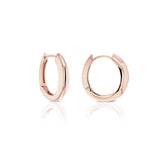 9ct rose gold huggie earrings with French curve oval design and hinged back.