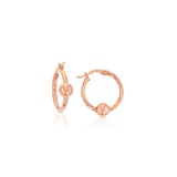 9ct rose gold hoop earrings with polished sliding ball detail.