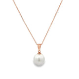 9ct rose gold pendant with 10mm South Sea pearl and articulated tapered bail.