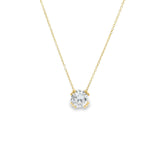 18ct yellow and white gold pendant featuring a 3.06ct round brilliant cut diamond in a four triple claw setting with concealed pendant runner on a 40cm fine trace link chain.