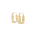 9ct yellow gold 16 x 4.7mm rounded puff rectangular hoop earrings with polished finish and post and clip fittings.
