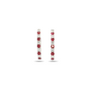 18ct white gold hinged earrings featuring alternating rubies and round brilliant cut diamonds in claw settings.