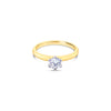 18ct yellow and white gold solitaire ring featuring a 0.40ct F/SI1 round brilliant cut diamond in a six-claw setting.