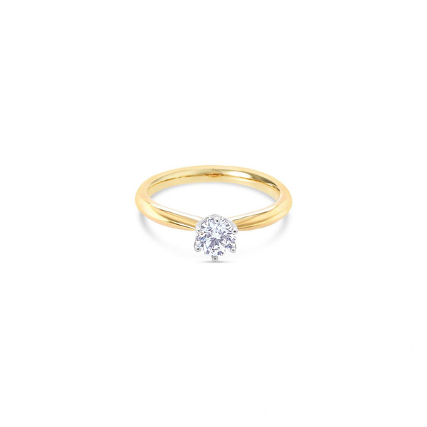18ct yellow and white gold solitaire diamond ring featuring a 0.40ct round brilliant cut diamond in a six-claw setting.