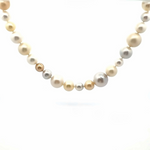 Strand of 40 South Sea pearls in assorted pastel tones measuring 8–17mm, individually knotted and finished with an 18ct yellow gold invisible clasp.