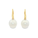 18ct yellow gold South Sea pearl drop earrings with oval pearls