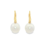 18ct yellow gold South Sea pearl drop earrings with oval pearls