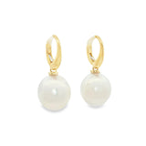 18ct yellow gold South Sea pearl drop earrings with oval pearls