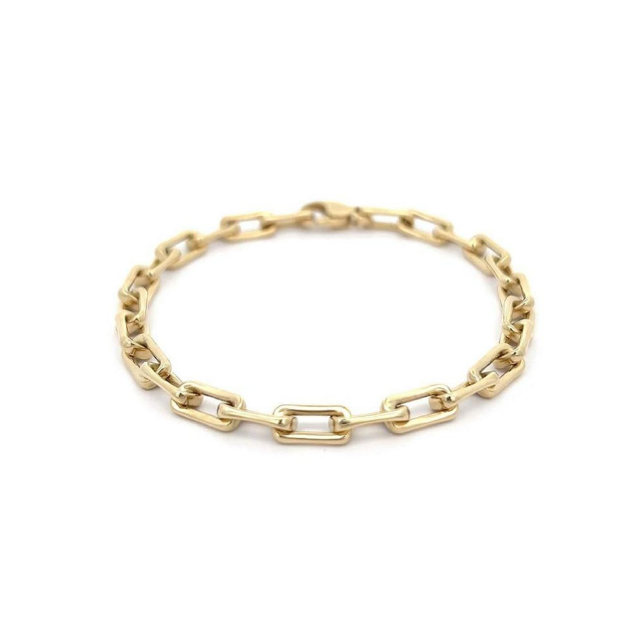 9ct yellow gold bracelet with square hollow links and polished finish