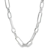 Sterling silver necklet with alternating oval links and fancy parrot clasp.