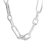 Sterling silver necklet with alternating oval links and fancy parrot clasp.