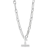 Sterling silver necklet with alternating oval links and T-bar clasp.