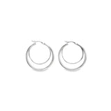 Sterling silver double hoop stud earrings with layered hoop design.