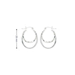 Sterling silver oval double hoop earrings with twisted inner hoop and square tube outer hoop