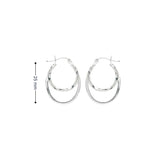 Sterling silver oval double hoop earrings with twisted inner hoop and square tube outer hoop