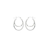 Sterling silver oval double hoop earrings with twisted inner hoop and square tube outer hoop