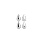 Sterling silver articulated double puff pear drop earrings 11.5x7mm