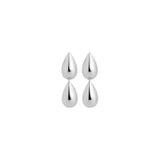 Sterling silver articulated double puff pear drop earrings 11.5x7mm