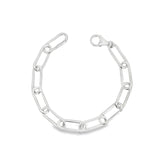 Sterling silver bracelet with elongated oval links and lobster clasp.