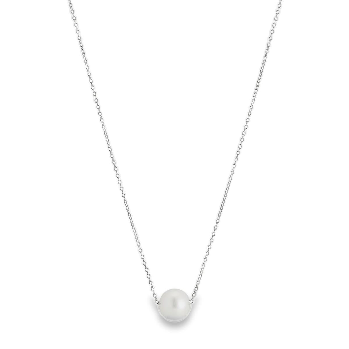 Sterling silver necklet with large freshwater pearl on fine chain