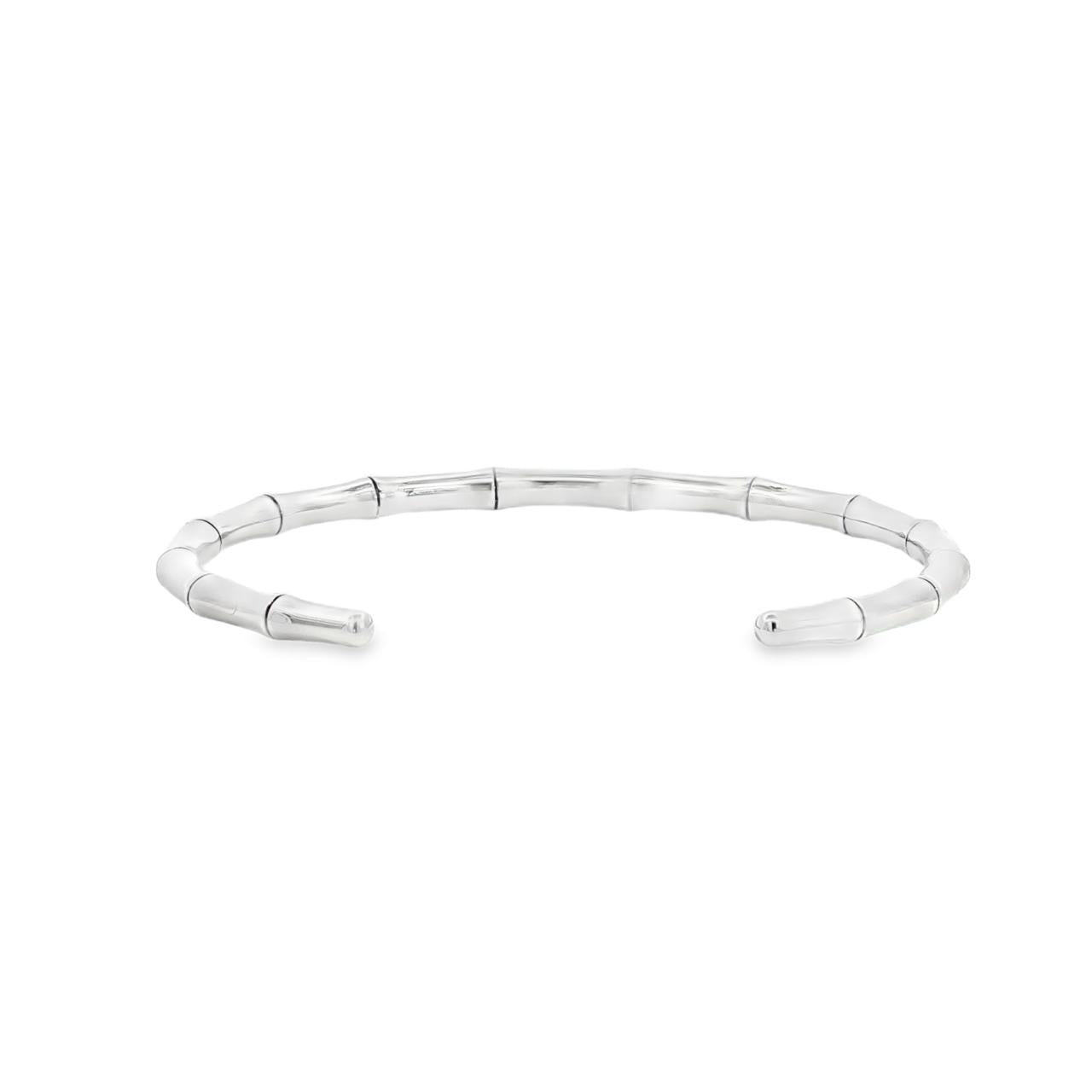 Sterling silver gents bamboo-style graduated oval cuff bangle.