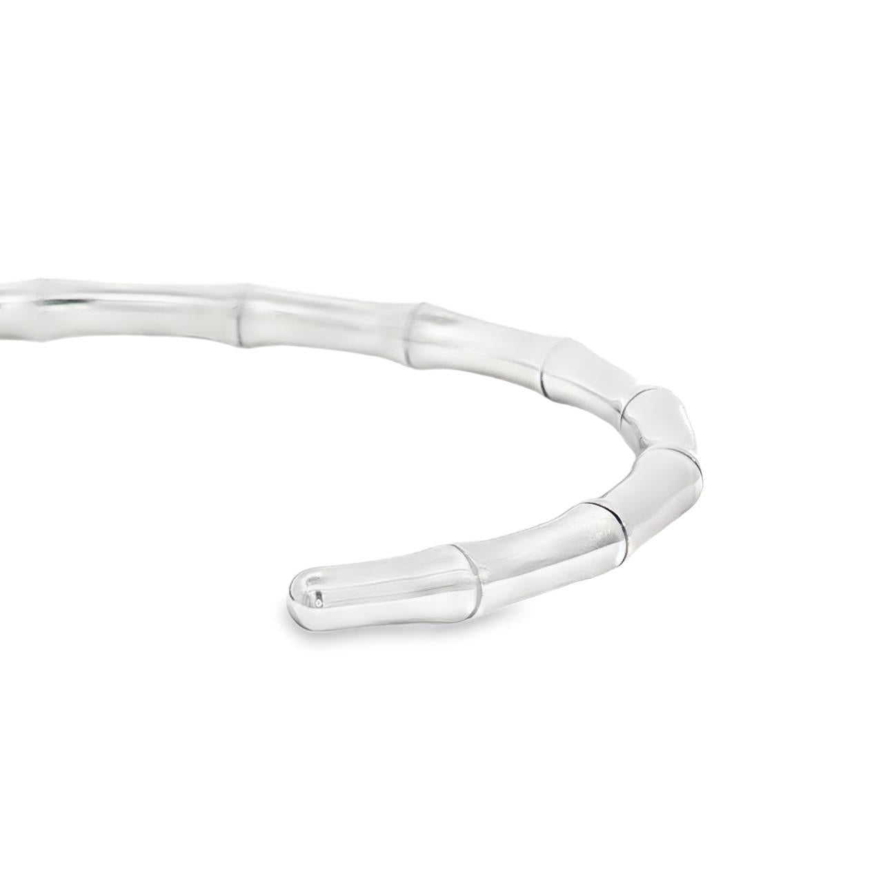 Sterling silver gents bamboo-style graduated oval cuff bangle.