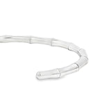 Sterling silver gents bamboo-style graduated oval cuff bangle.