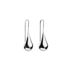Sterling silver graduated puff raindrop hook earrings with polished finish