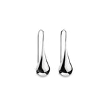 Sterling silver graduated puff raindrop hook earrings with polished finish