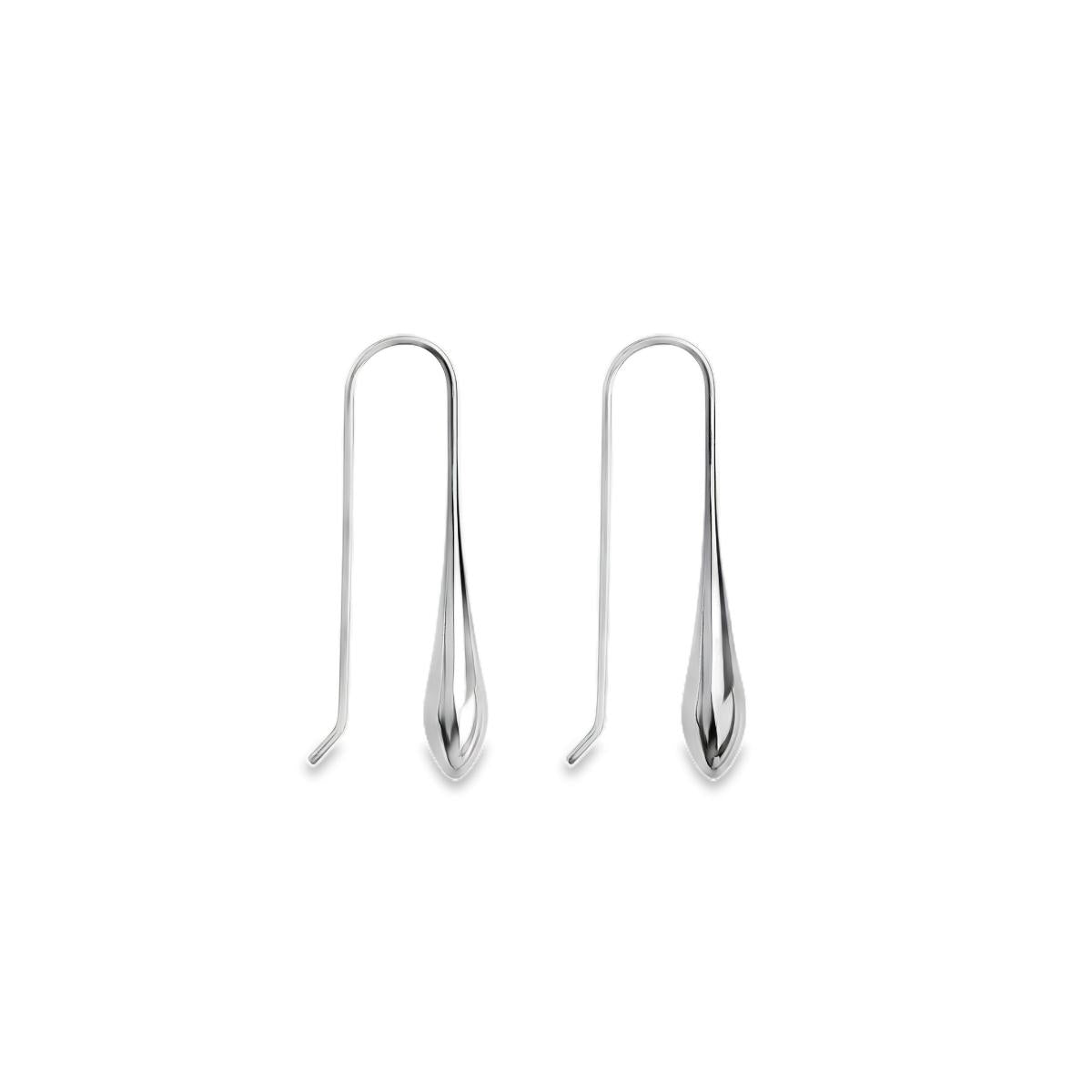 Sterling silver graduated puff raindrop hook earrings with polished finish