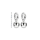 Sterling silver 16mm huggie earrings with removable 12mm polished ball drops