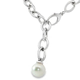 Sterling silver necklet with marquise links and 13mm circled South Sea pearl drop.