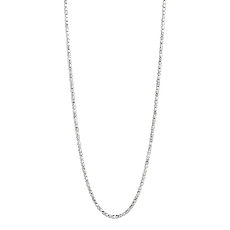 Sterling silver trace link necklet with 3mm pebble cube stations and extender