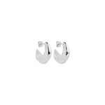 Sterling silver puff cuff style stud earrings with polished finish.
