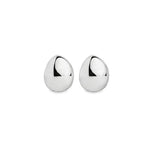 Sterling silver puff ovoid stud earrings 14x11mm with post fittings