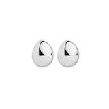 Sterling silver puff ovoid stud earrings 14x11mm with post fittings