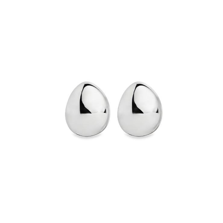 Sterling silver puff ovoid stud earrings 14x11mm with post fittings