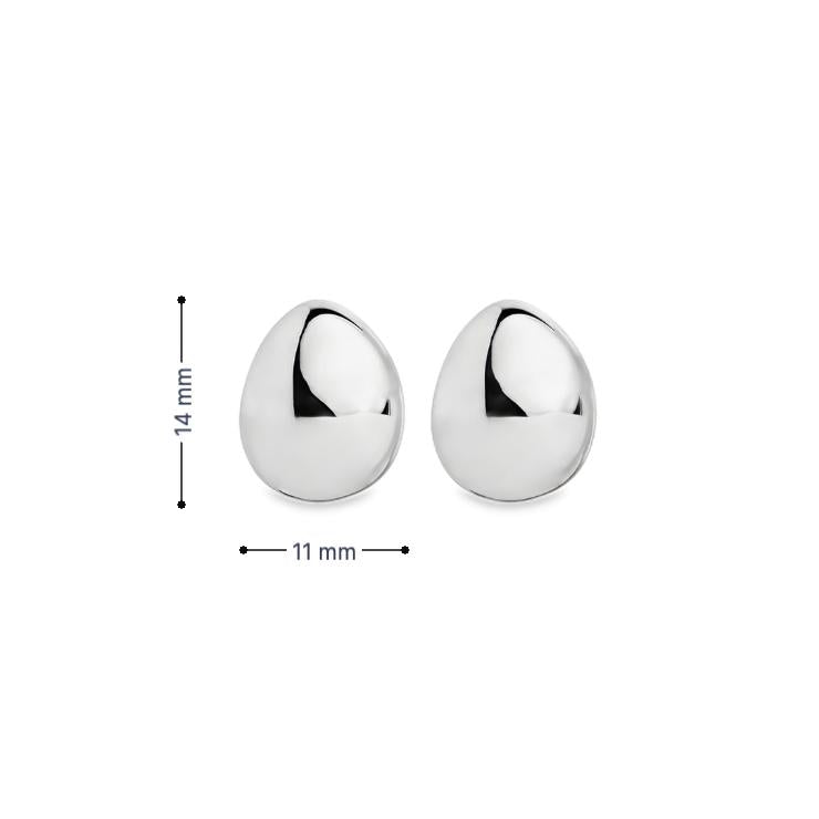 Sterling silver puff ovoid stud earrings 14x11mm with post fittings