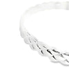Sterling silver solid bangle featuring a puff quilted pattern with scalloped edges, polished finish, 8mm wide, 66mm internal diameter.