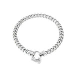 Sterling silver solid curb link bracelet with eurobolt clasp.