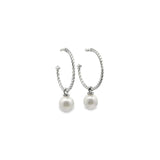 Sterling silver twist hoop earrings with removable 9mm South Sea pearl drops.