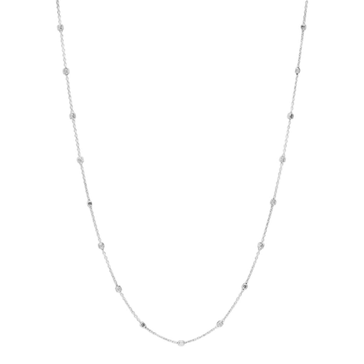 Sterling silver station necklet with textured cube details on a fine trace chain.