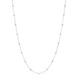 Sterling silver station necklet with textured cube details on a fine trace chain.