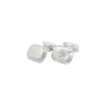 Sterling silver tiered octagonal cufflinks with polished finish.